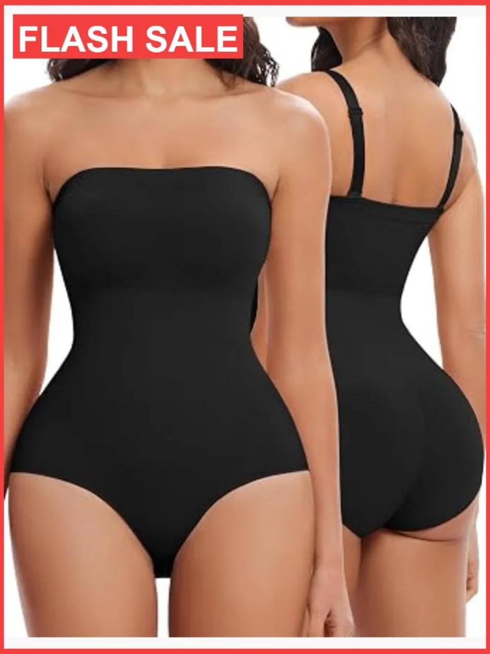 Strapless Shapewear Bodysuit with Built-In Bra, Tummy Control, Seamless,